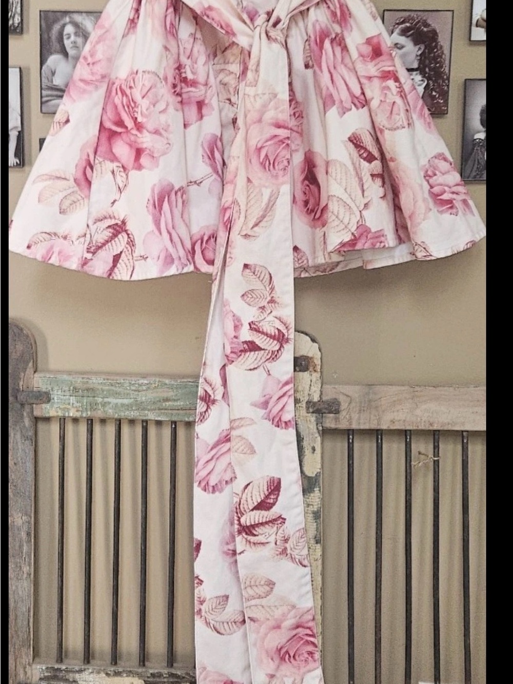 ASOS LUXE Denim Corset Garden Dress Shabby Chic Feminine Pink Roses Party 12 - Picture 7 of 14